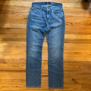 7 For All Mankind Women's Straight Leg Blue Jeans